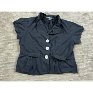 CG Sport Top Womens Medium Black Short Sleeve 100% Cotton Pockets Casual